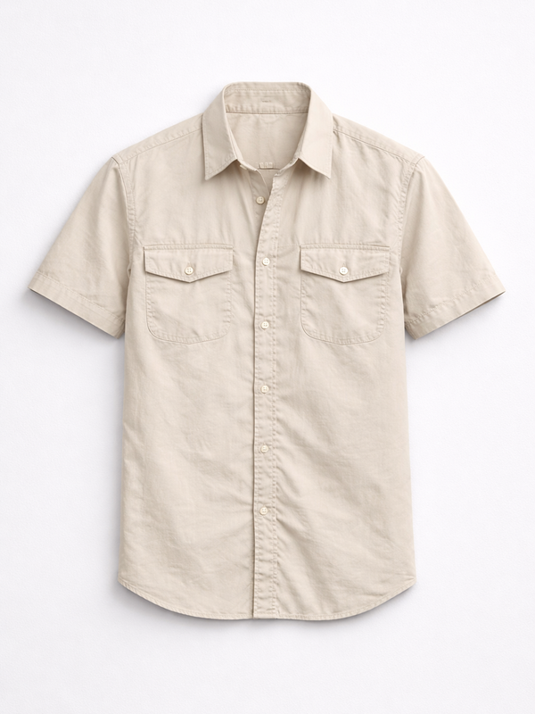 Beige Stretch Utility Shirt