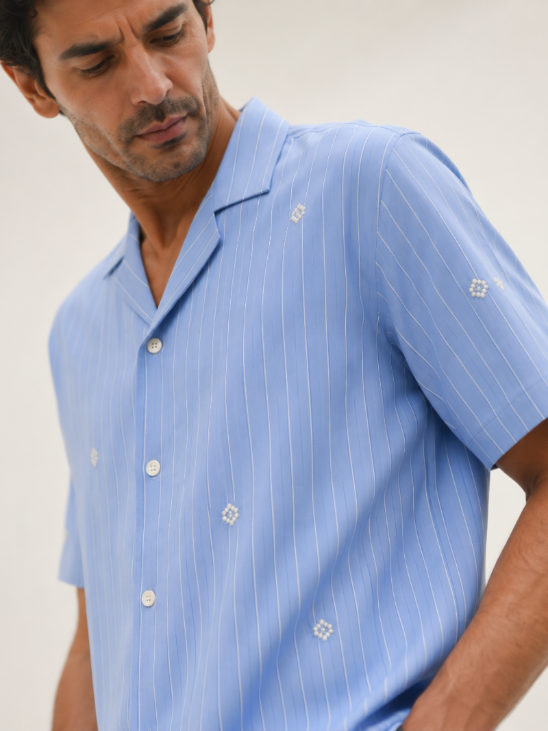 Artisan Block Print  Cotton Shirt - Blue