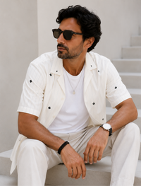 Artisan Block Print  Cotton Shirt - White
