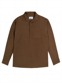 Viscose Nylon Cuff Collar Kurta - Brown