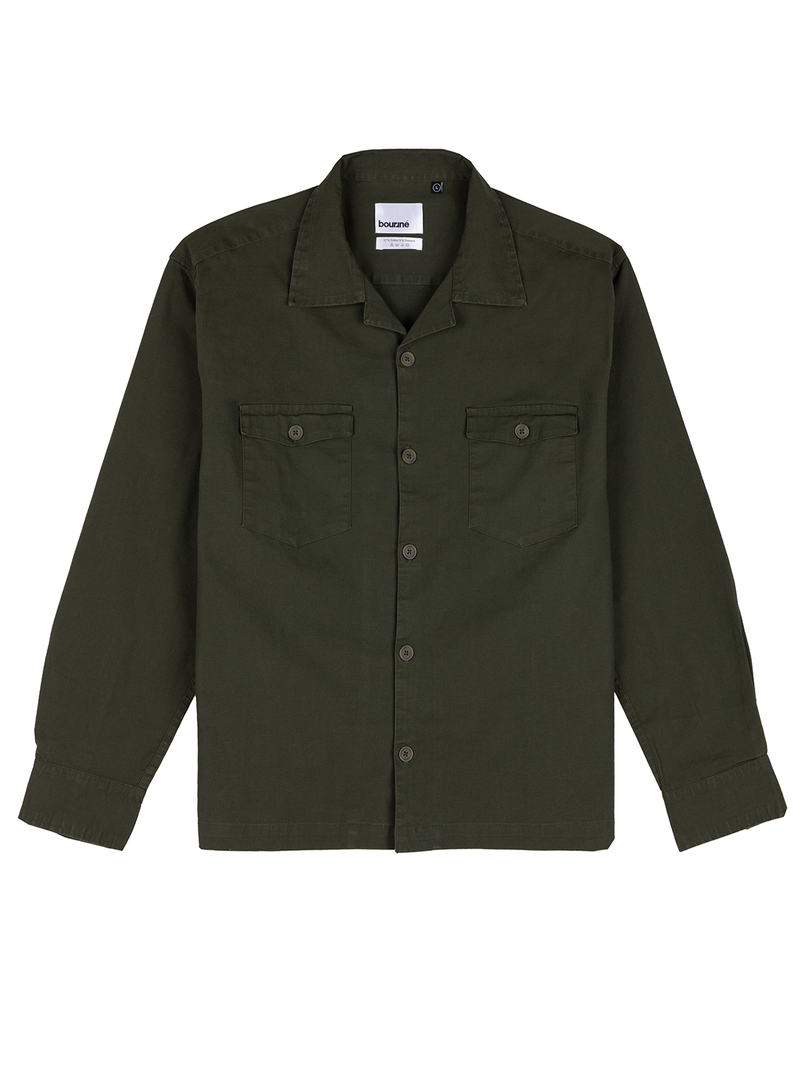 Olive Washed Stretch  Shacket