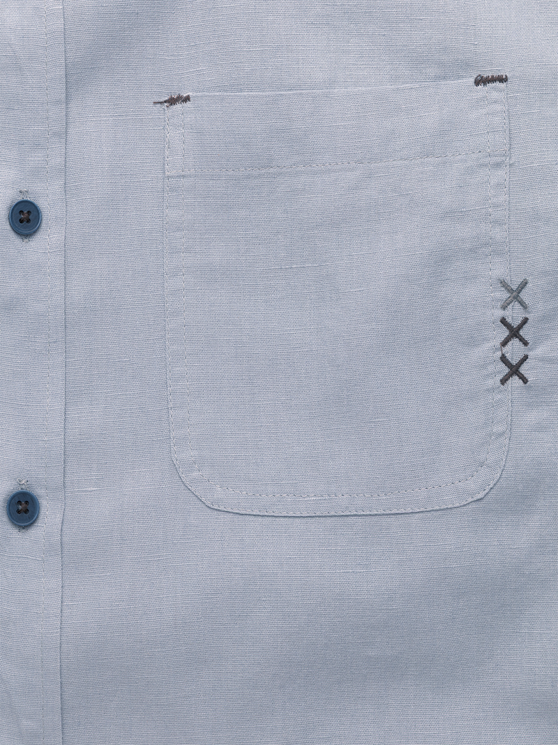 Slate Blue Linen Blend Shirt