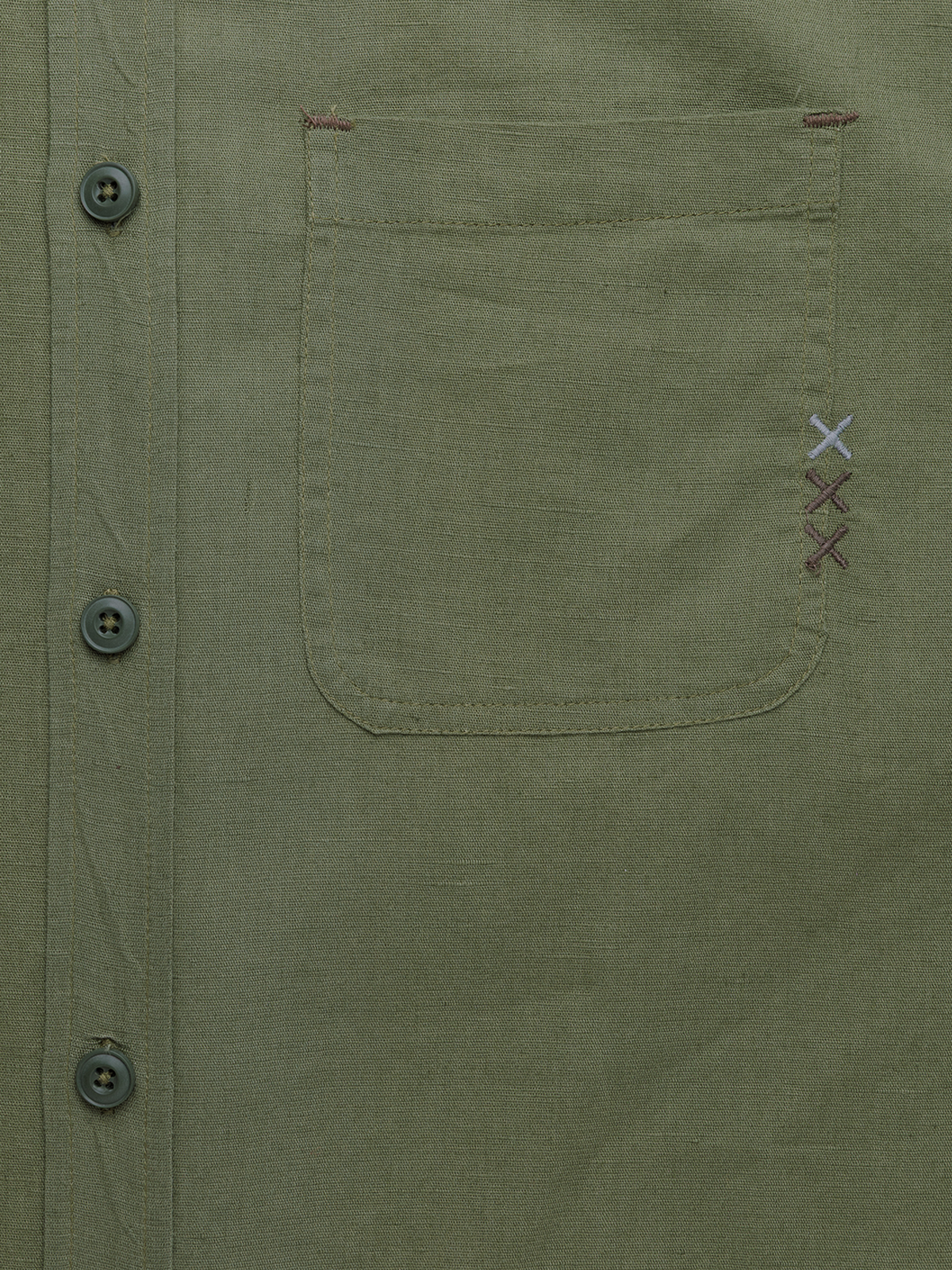 Olive Green Linen Blend Shirt