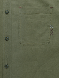 Olive Green Linen Blend Shirt