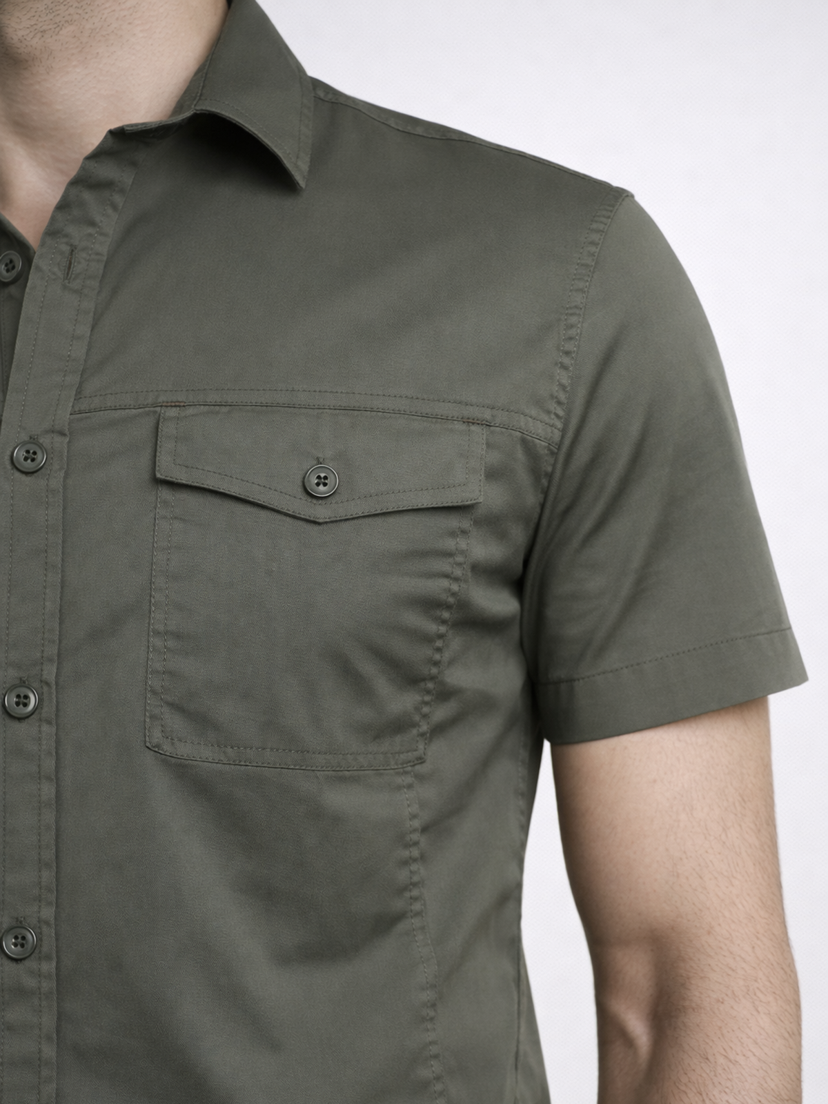 Olive Stretch Utility Shirt