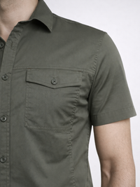 Olive Stretch Utility Shirt