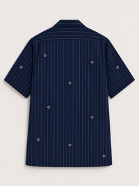 Artisan Block Print  Cotton Shirt - Navy