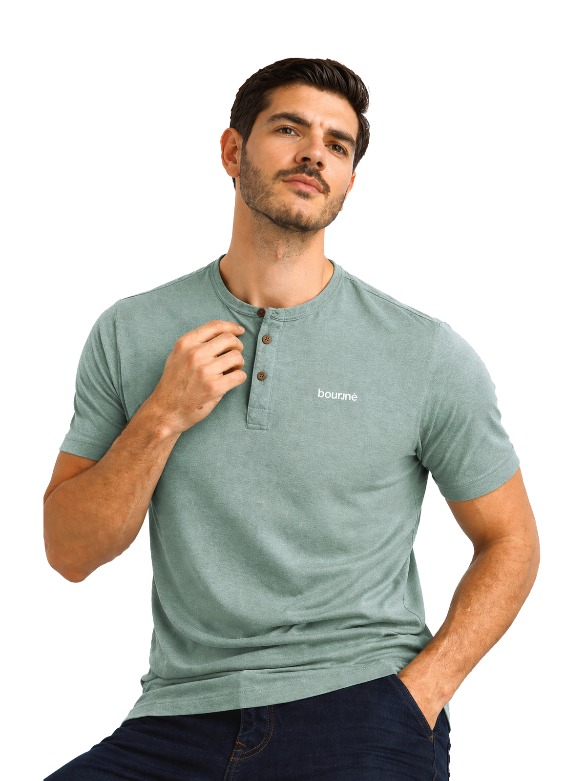 Green Pique Henley