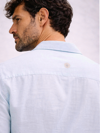 Sky Blue Cuban Collar Linen Shirt