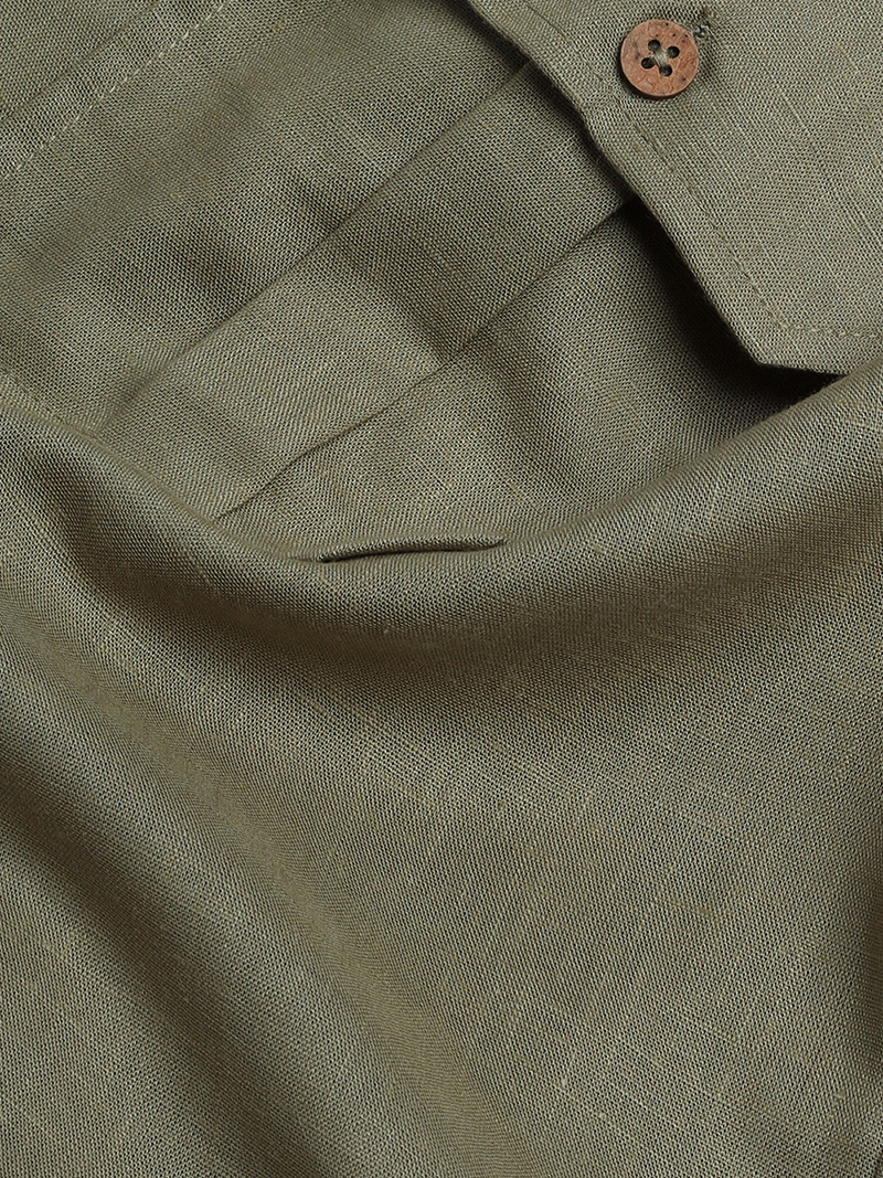 Cotton Lyocell Utility Shirt - Mud Green