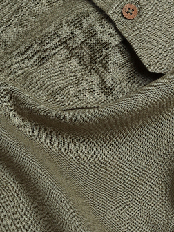 Cotton Lyocell Utility Shirt - Mud Green