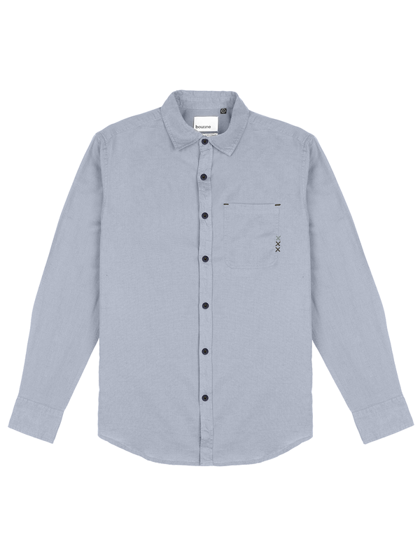 Slate Blue Linen Blend Shirt