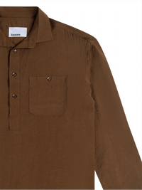 Viscose Nylon Cuff Collar Kurta - Brown