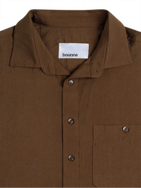 Viscose Nylon Cuff Collar Kurta - Brown