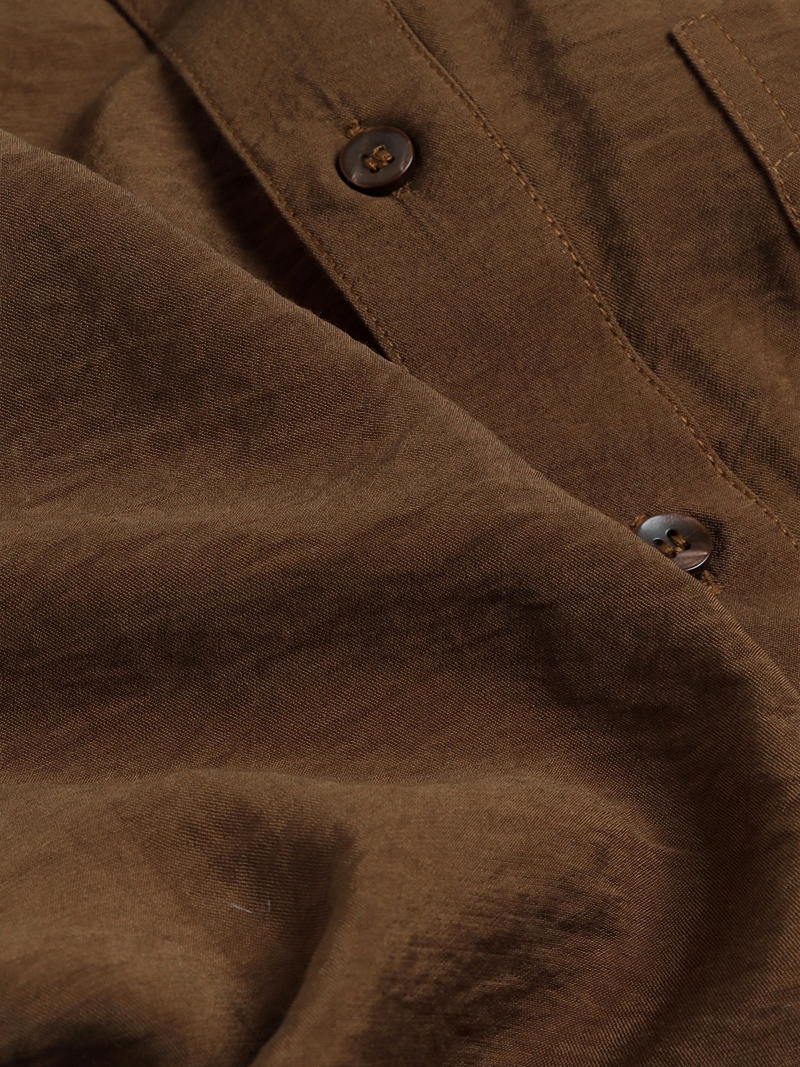 Viscose Nylon Cuff Collar Kurta - Brown