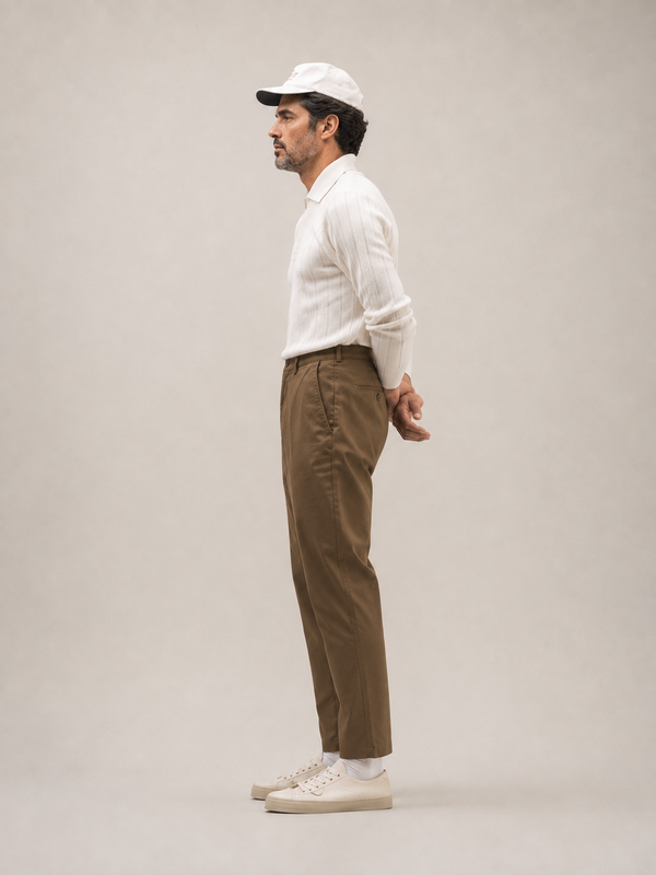 Khaki Cotton Stretch Chinos