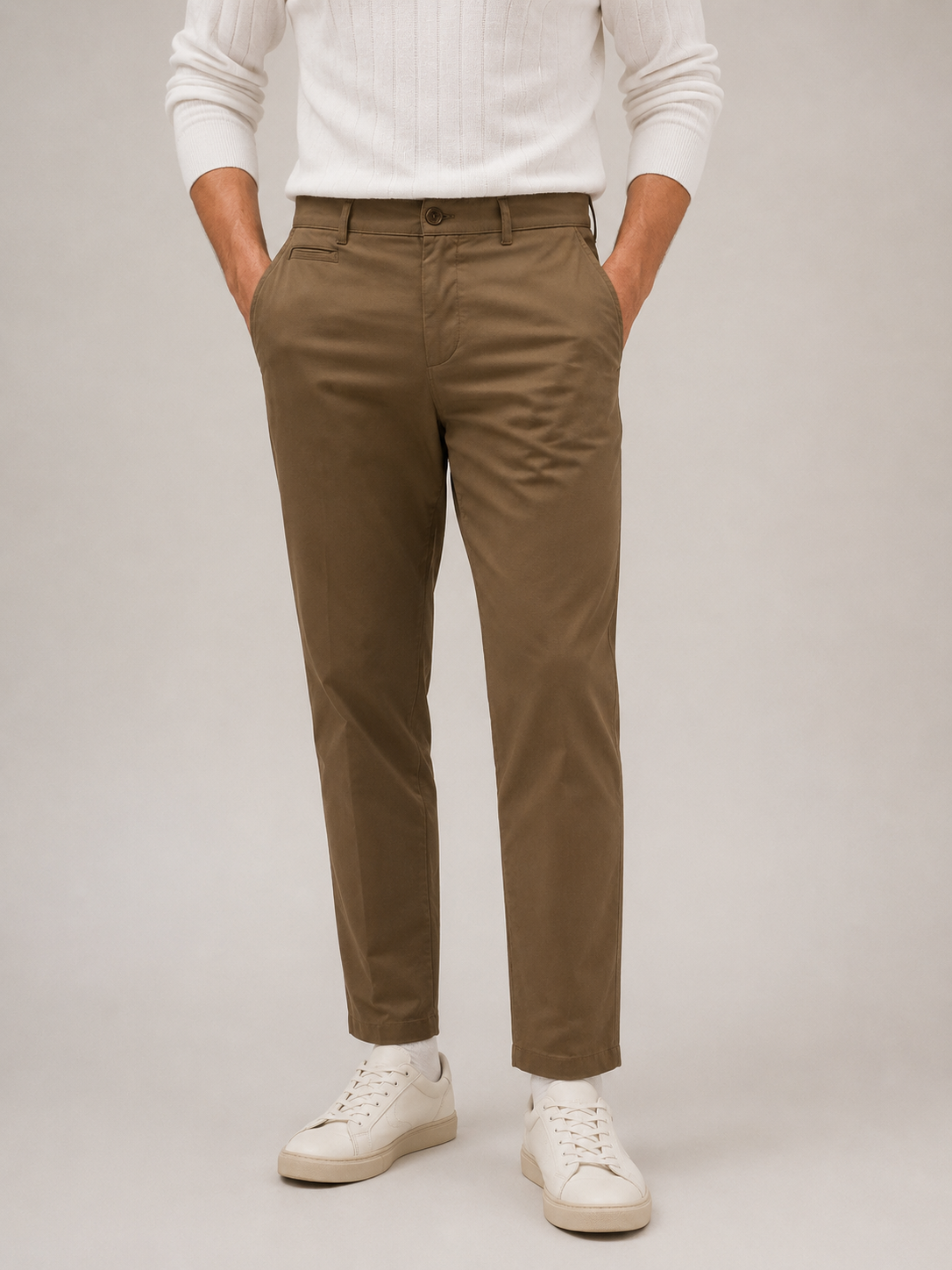 Khaki Cotton Stretch Chinos