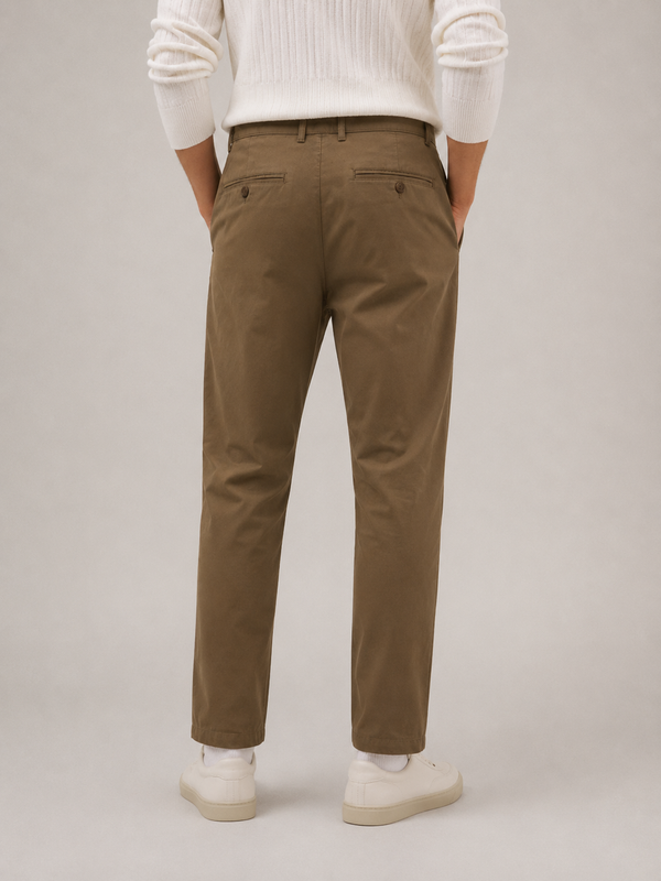 Khaki Cotton Stretch Chinos