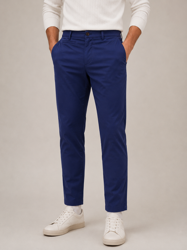 Blue Cotton Stretch Chinos