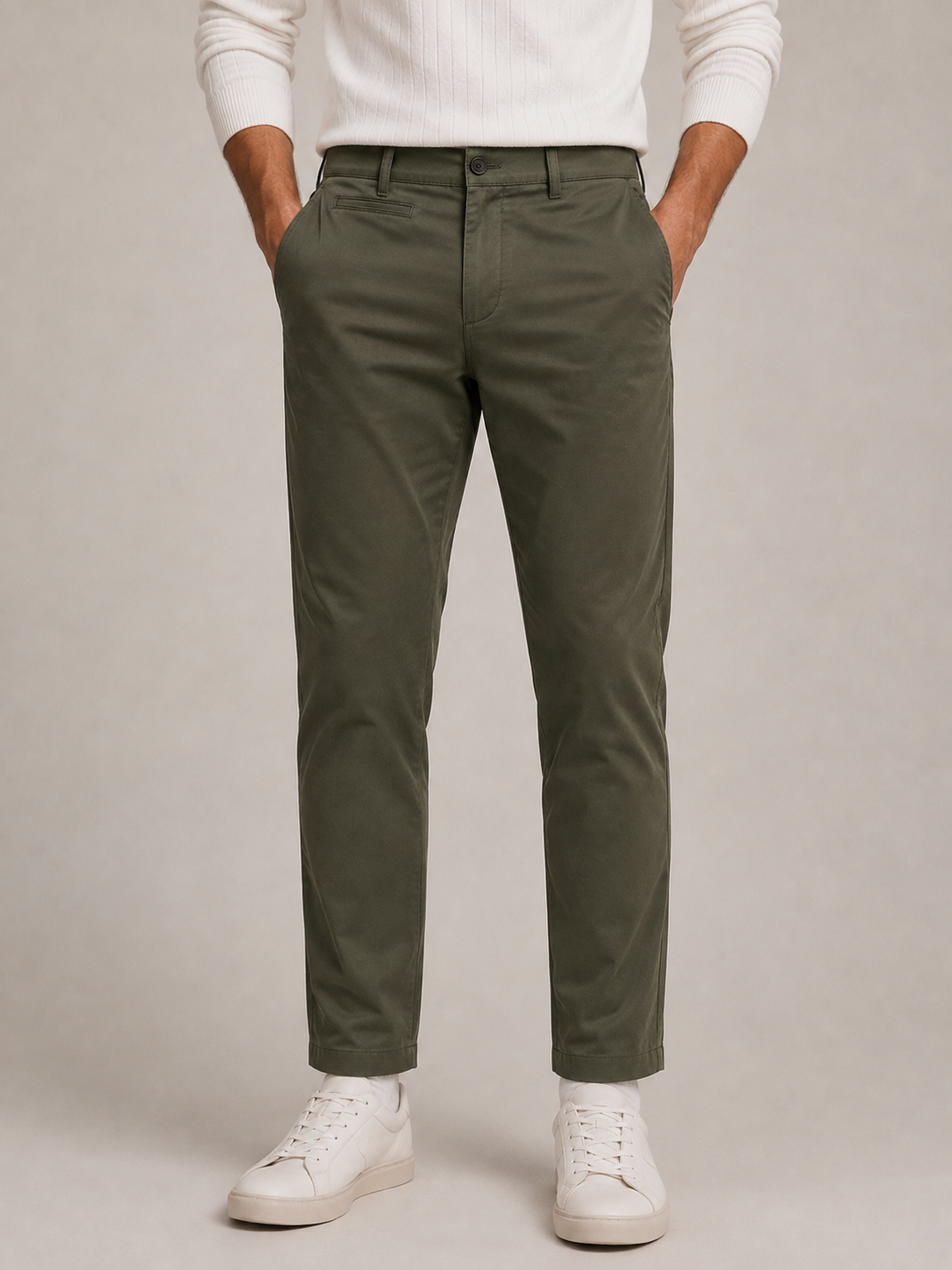 Olive Cotton Stretch Chinos