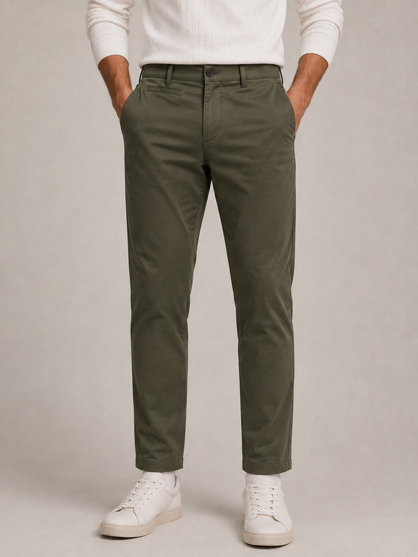 Olive Cotton Stretch Chinos