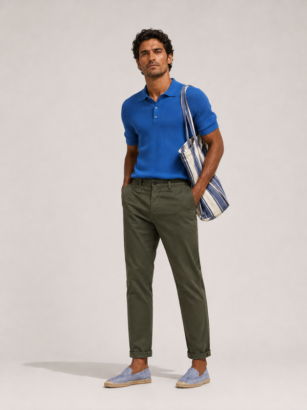 Olive Cotton Stretch Chinos