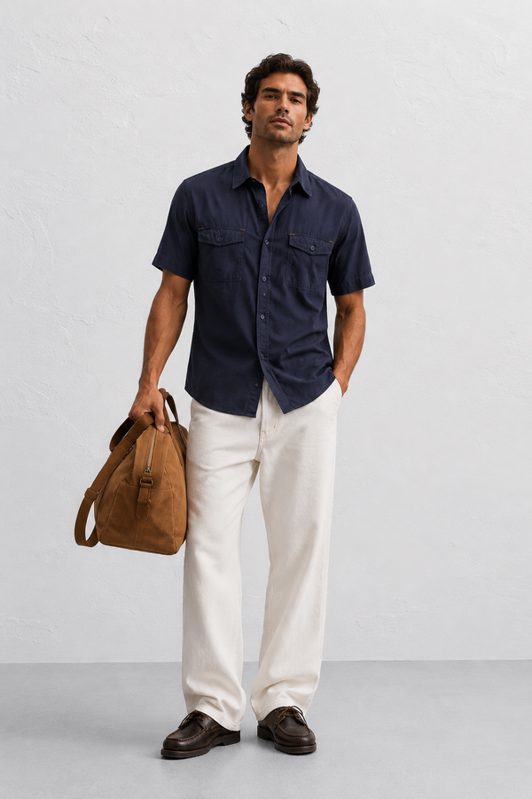 Slate Blue Stretch Utility Shirt