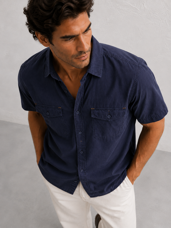 Slate Blue Stretch Utility Shirt