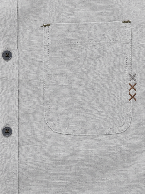 Slate Blue Linen Blend Shirt