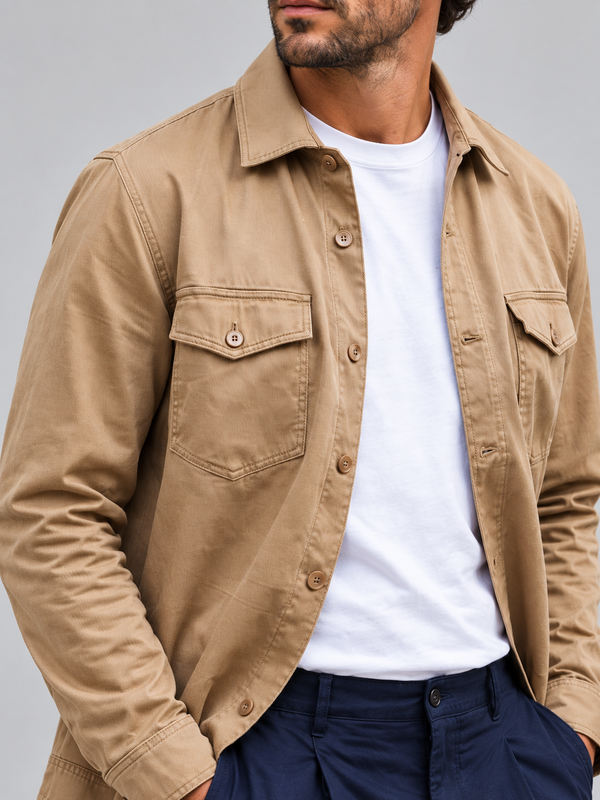 Mocha Washed  Stretch Shacket